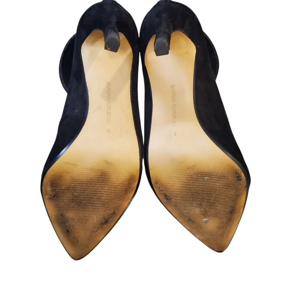 Banana Republic Gayle Black Suede Zip Ankle Strap High Heel Pumps Size 9